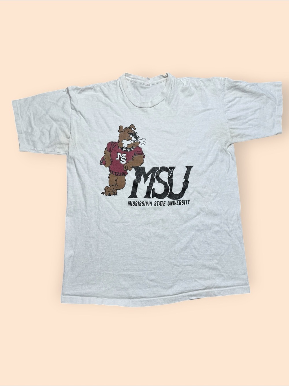 Vintage 1980s Mississippi State Bulldogs T Shirt Men’s 2XL White Vtg 80s